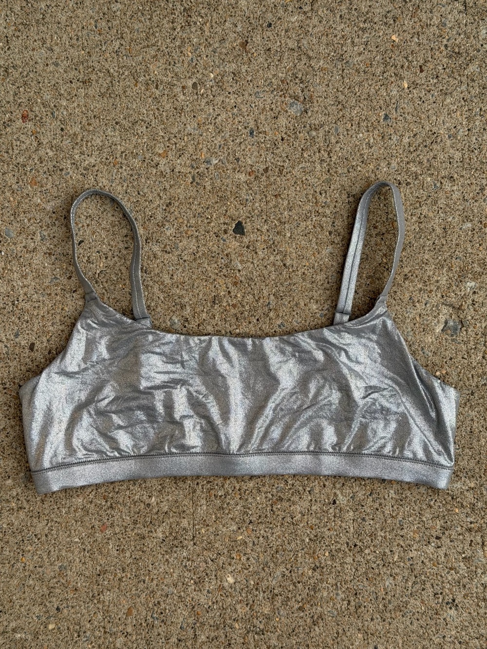 SKIMS Metallic Silver Bralette Bra Adjustable Straps Size XL